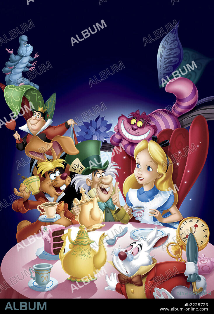 Poster of ALICE IN WONDERLAND, 1951, directed by CLYDE GERONIMI, HAMILTON LUSKE and WILFRED JACKSON. Copyright WALT DISNEY PICTURES.