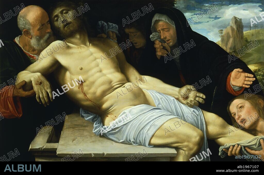 Lamentation over the Dead Christ, 1510-1520, by Giovanni Girolamo Savoldo (active ca 1480-after 1548), panel, 118.5 x72.5 cm.