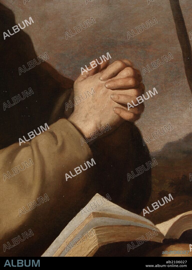 CUADRO "SAN FRANCISCO EN ORACION", RETRATO DE SAN FRANCISCO DE ASIS. AUTOR: FRANCISCO DE ZURBARAN. (OLEO SOBRE LIENZO). COLECCION PRIVADA.