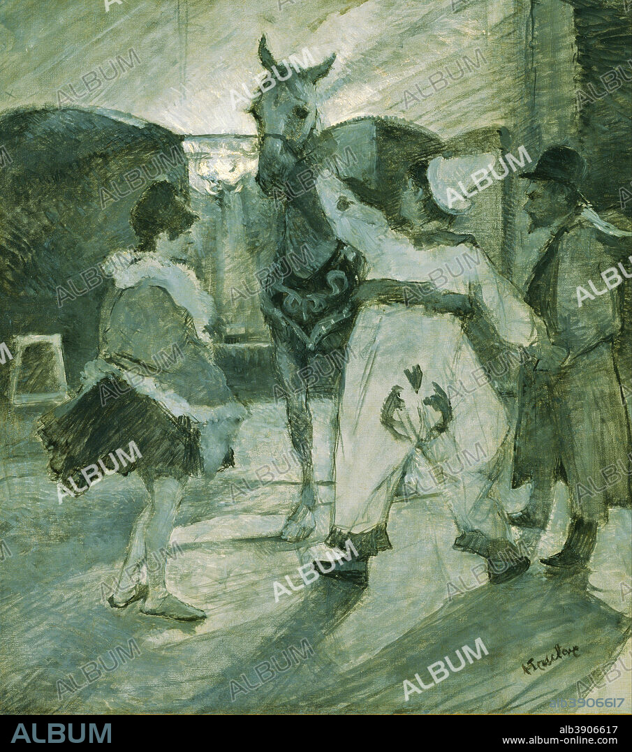 HENRI DE TOULOUSE-LAUTREC. In the Wings at the Circus. Date/Period: Ca. 1887. Painting. Canvas. Height: 670 mm (26.37 in); Width: 600 mm (23.62 in).