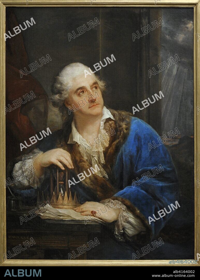 Estanislao II Augusto Poniatowski (1732-1798). Rey de Polonia. Retrato del rey Estanislao II con un reloj de arena, 1793, por Marcello Bacciarelli (1731-1818). Museo Nacional de Varsovia. Polonia.