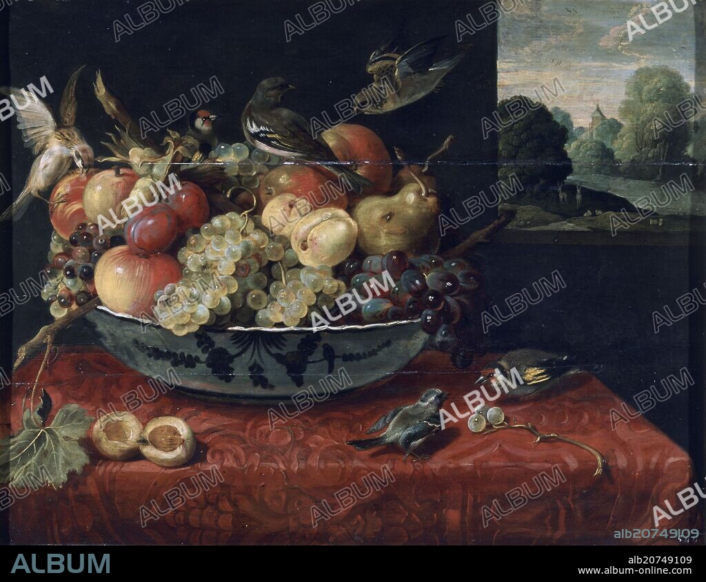 JUAN VAN DER HAMEN (1596-1631). BODEGON DE FRUTAS Y PAJAROS - SIGLO XVII - BARROCO ESPAÑOL.