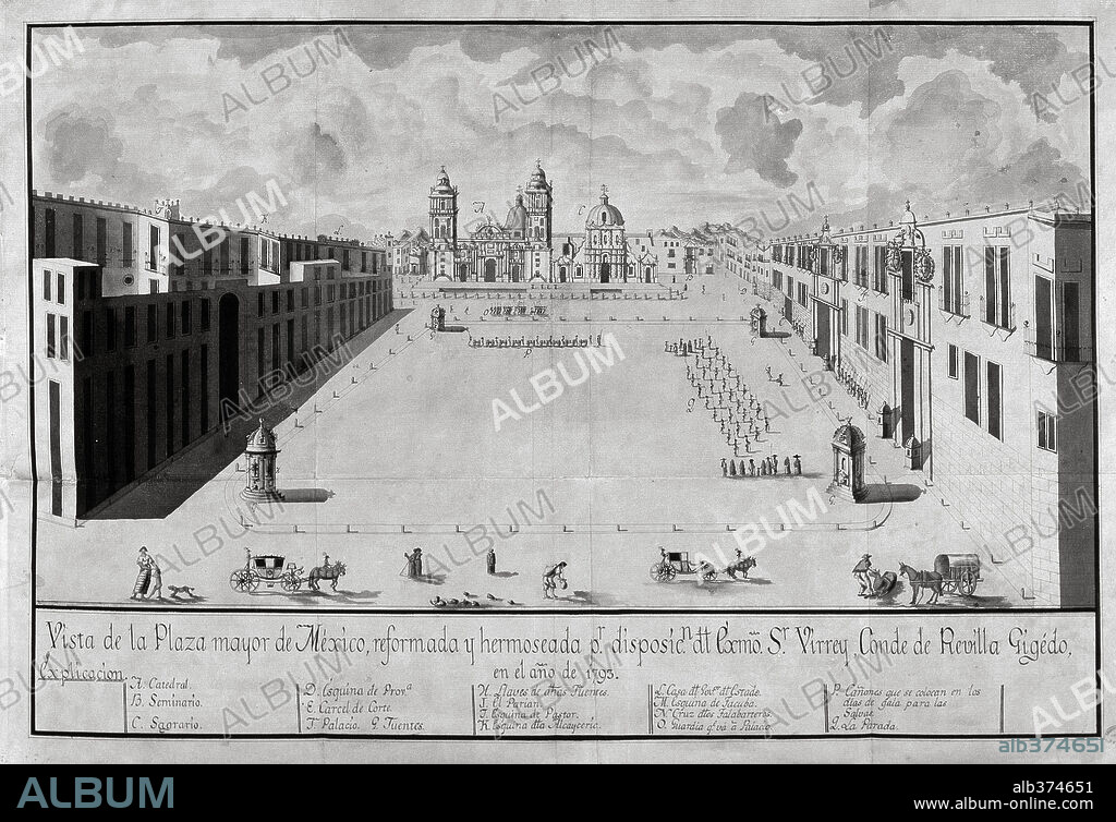 M.Y P. Siglo XVIII. Plaza mayor de la ciudad de México, 1793.
