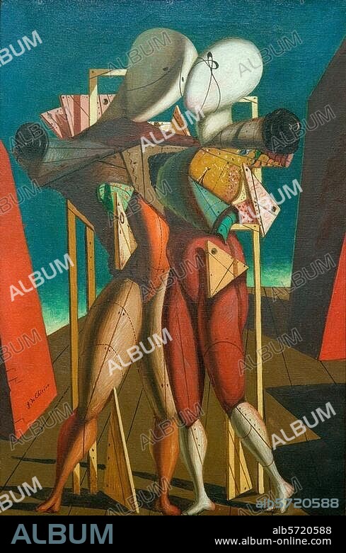 GIORGIO DE CHIRICO. Chirico, Giorgio de. 1888-1978. "Ettore e Andromaca" (Hektor und Andromache), 1924/25. (1. Fassung 1917). Öl auf Leinwand, 89,5 × 60,3 cm. Privatbesitz.