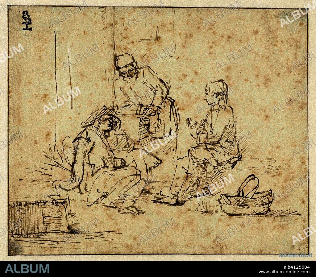 Joseph in Prison Interpreting the Dreams of Pharaoh's Butler and Baker. Draughtsman: Rembrandt van Rijn. Dating: c. 1650 - c. 1655. Place: Amsterdam. Measurements: h 157 mm × w 189 mm.