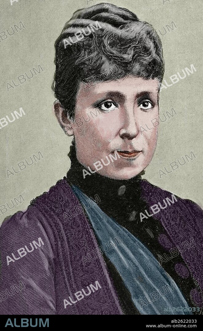 MARIA CRISTINA DE HABSBURGO-LORENA (1858-1929) Reina de España (1879-1885) y Regente (1885-1902). Esposa de Alfonso XII. Grabado por P. y Valor. "La Ilustración Ibérica", 1888. Coloreado.