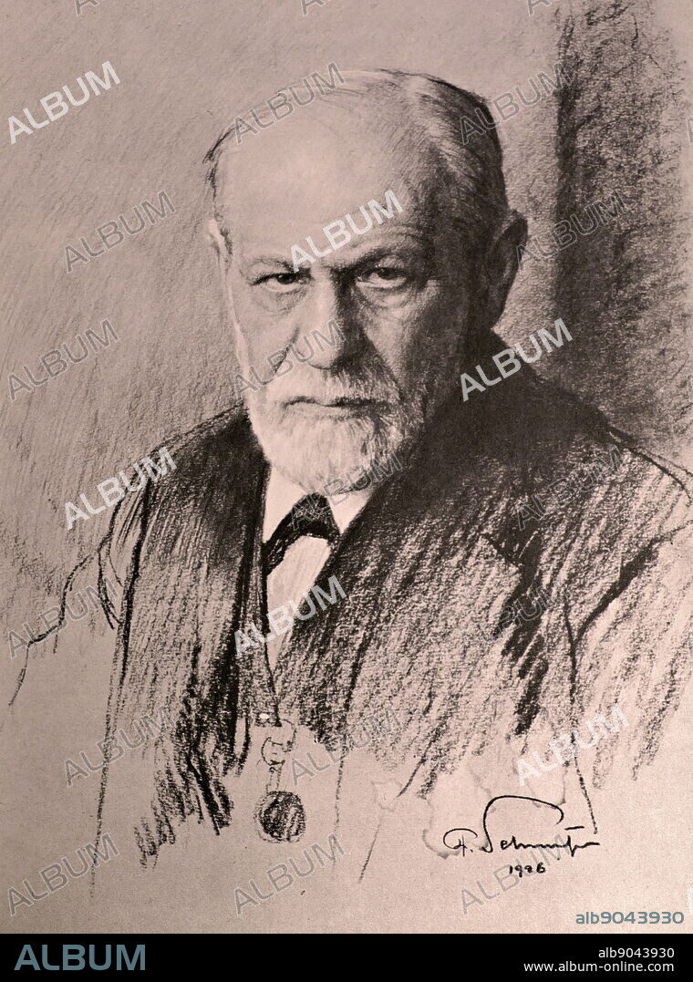 Sigmund Freud (1856 - 23 September 1939); Austrian neurologist and the founder of psychoanalysis. Martha Bernays (1861 - 1951). Portrait by Ferdinand Schmutzer 1926.
