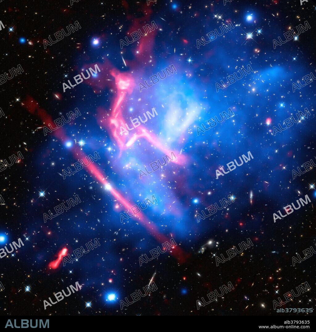 MACS J0717.5+3745 (or MACS J0717 for short), one of the most complex and distorted galaxy clusters known, is the site of a collision between four clusters. It is located about 5.4 billion light-years away from Earth.