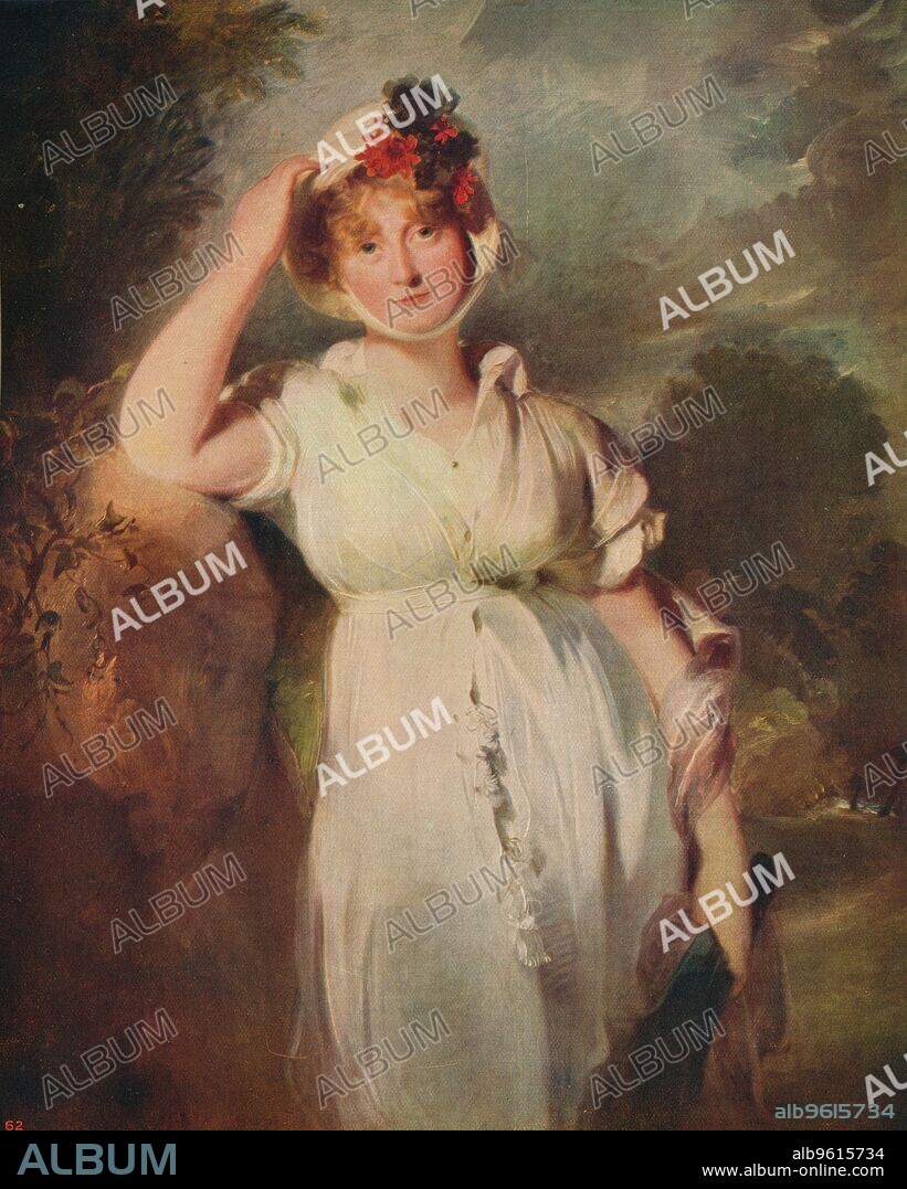 THOMAS LAWRENCE. 'Caroline of Brunswick (1768-1821), Queen of George IV', 1798, (c1915). The painting is held by the Victoria and Albert Museum, London. From International Art: Past and Present by Alfred Yockney. [Virtue & Company, London, c1915].