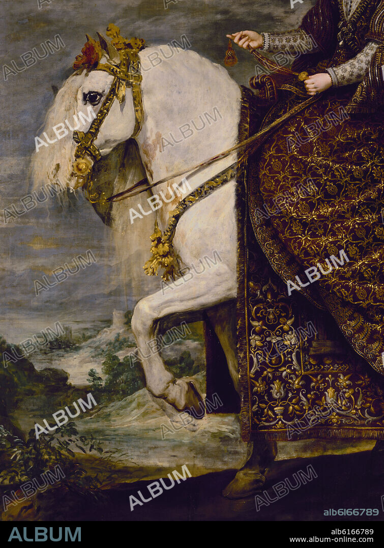 DIEGO VELAZQUEZ (1599-1660). LA REINA ISABEL DE BORBON A CABALLO - DETALLE DEL CABALLO - 1628-1635 - OLEO/LIENZO - NP 1179 - BARROCO ESPAÑOL - CONJUNTO 34450.