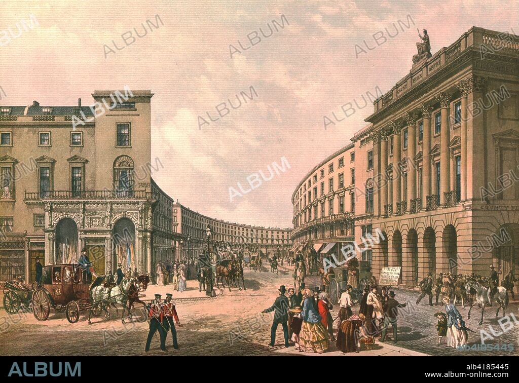 The Quadrant, Regent Street, c1852. After E.Walker. Regent Street in London is named after George, the Prince Regent (later George IV) and was laid out under the direction of the architect John Nash and James Burton.