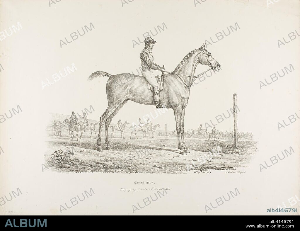 Constance, the Property of Mr. J.G. Schickler. Carle Vernet (French, 1758-1836); printed by Francois Seraphin Delpech (French, 1778-1825). Date: 1815-1825. Dimensions: 264 × 417 mm (image); 422 × 586 mm (sheet). Lithograph in black on ivory wove paper. Origin: France.
