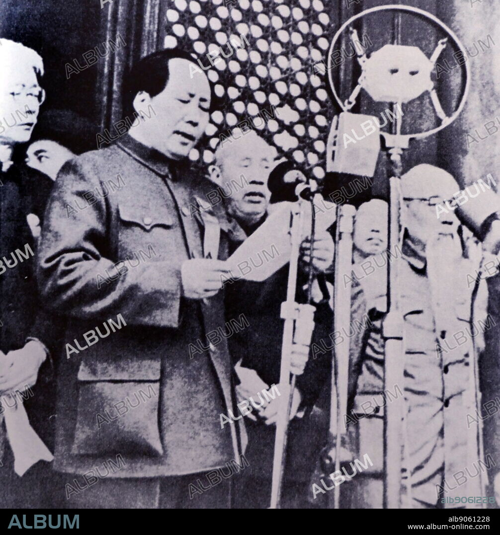 Mao Zedong Proclaiming the People's Republic of China 1949. Mao Zedong or Mao Tse-tung (1893 - 1976) Chairman of the Communist Party of China from its establishment in 1949, until his death.