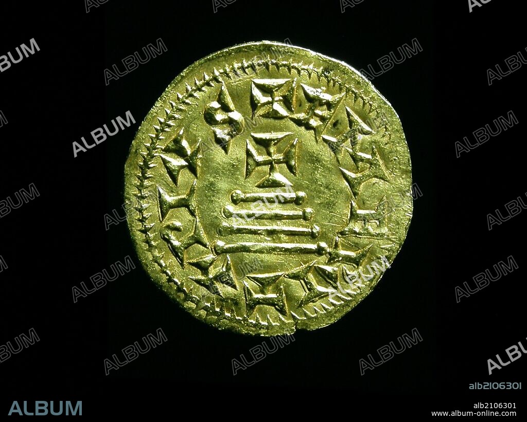 NUMISMATICA. MONEDA VISIGODA. RECESVINTO EMERITA (LUSITANIA) (649-672) REVERSO. COMPRA AL MARQUES DE LACAÑADA.