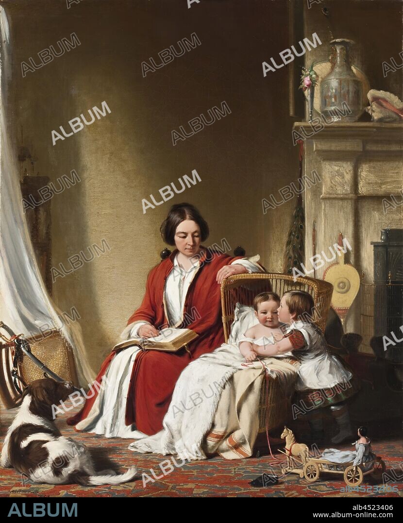 Robert Walter Weir, American, 1803-1889, Mrs. Bradford Ripley Alden and her Children, 1852, oil on canvas, Unframed: 32 1/8 x 25 7/8 in.