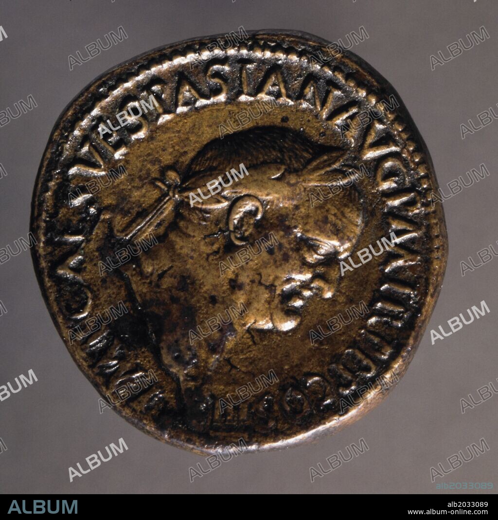 Emperador romano Vespasiano 9-79 dC moneda de bronce, 71 dC.