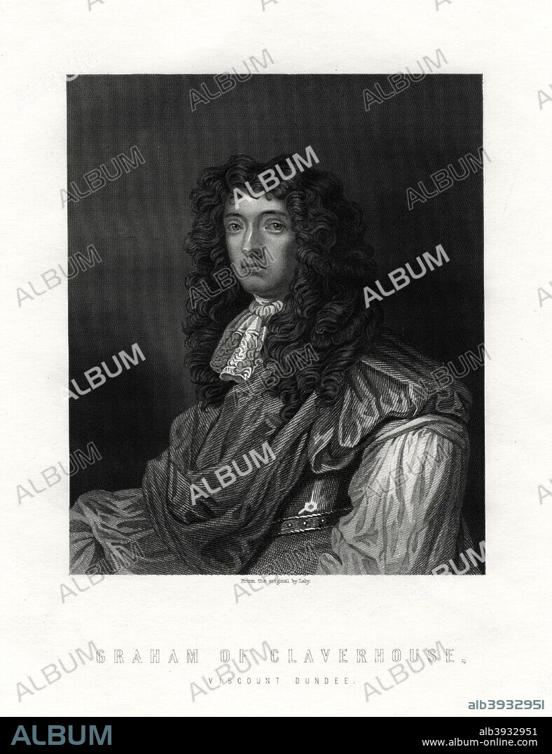 John Graham of Claverhouse, 1st Viscount Dundee (c1648-1689), 19th century. Portrait of Bonnie Dundee who was second in command of the Scottish force sent to help James II's attempt to repel William of Orange in 1688. James made Graham Viscount Dundee, and after James's flight, Dundee raised Scottish forces to help restore James, but was killed at Killiecrankie.