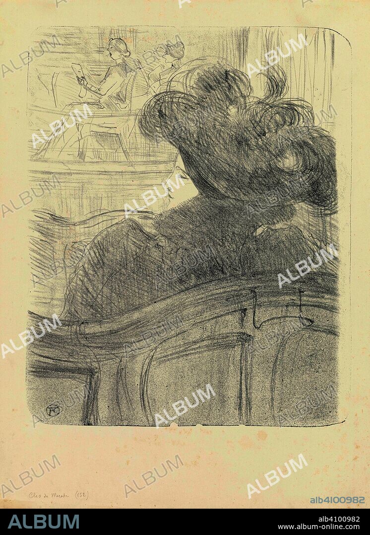 HENRI DE TOULOUSE-LAUTREC. Cléo de Mérode. Dimensions: 38.1 cm x 28.2 cm, 29.4 cm x 25 cm.
