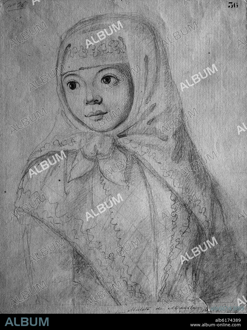 JUAN RAVENET (1766-1821). MULATA DE MANILA - DIBUJO A LAPIZ - SIGLO XVIII - EXPEDICION MALASPINA - 290X225 MM - PAPEL VERJURADO - Nº INV 2309.