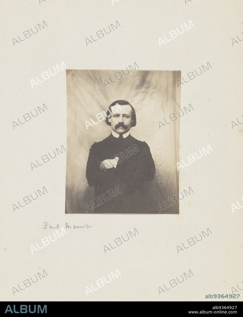Portrait of Paul Meurice, Charles Hugo (attributed to), Auguste Vacquerie (attributed to), Paris, 1853 - 1854, paper, salted paper print, height 90 mm × width 72 mmheight 250 mm × width 185 mm.