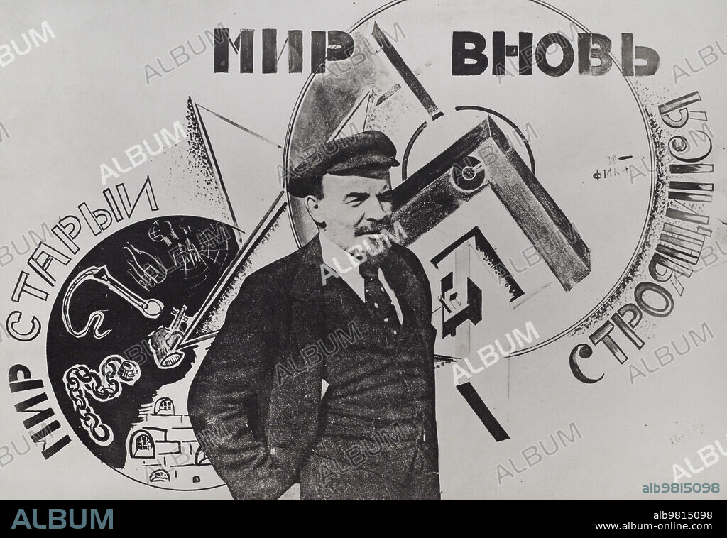 GUSTAV KLUTSIS (1895-1938). LATVIAN ARTIST.. Gustav Klutsis (1895-1938). Russian-Latvian artist. "The Old World and the World Being Built Anew", 1920. Photograph of the photomontage, 11 x 16 cm.