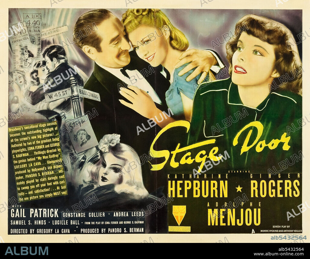 GINGER ROGERS and KATHARINE HEPBURN in STAGE DOOR, 1937, directed by GREGORY LA CAVA. Copyright RKO.