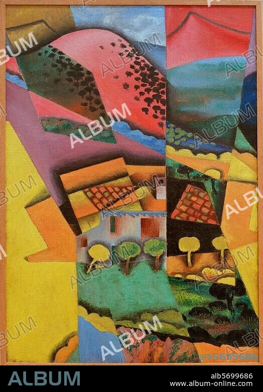 JUAN GRIS. Gris, Juan. 1887-1927. "Paysage a Ceret" (Landscape near Ceret), 1913. Oil on canvas, 92 × 60cm. Stockholm, Moderna Museet.