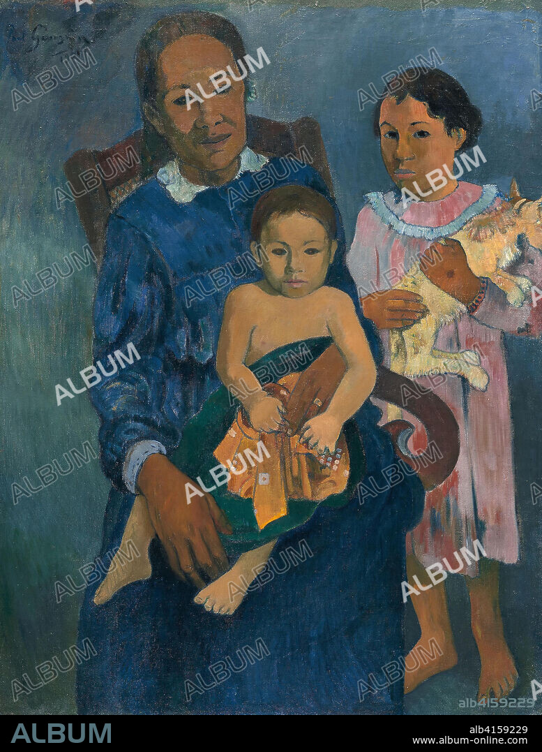 Polynesian Woman with Children. Paul Gauguin; French, 1848-1903. Date: 1901. Dimensions: 97 × 74 cm (38 3/16 × 29 1/8 in.). Oil on linen canvas. Origin: France.