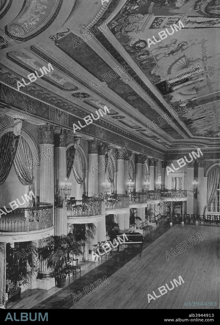 Detail of ballroom, Los Angeles-Biltmore Hotel, Los Angeles, California, 1923. Designed by Schultze and Weaver, the hotel opened in 1923. At the time of its opening it was the largest hotel in the United States west of Chicago. From The Architectural Forum Volume XXXIX. [Rogers and Manson, New York, 1923].