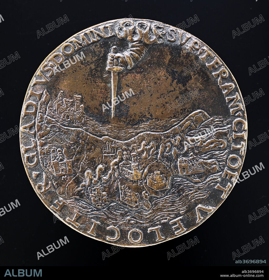 STYLE OF NICCOLò FIORENTINO. Italy Threatened by the Hand of God [reverse]. Dated: c. 1497. Dimensions: overall (diameter): 9.44 cm (3 11/16 in.)  gross weight: 83 gr (0.183 lb.)  axis: 12:00. Medium: bronze.
