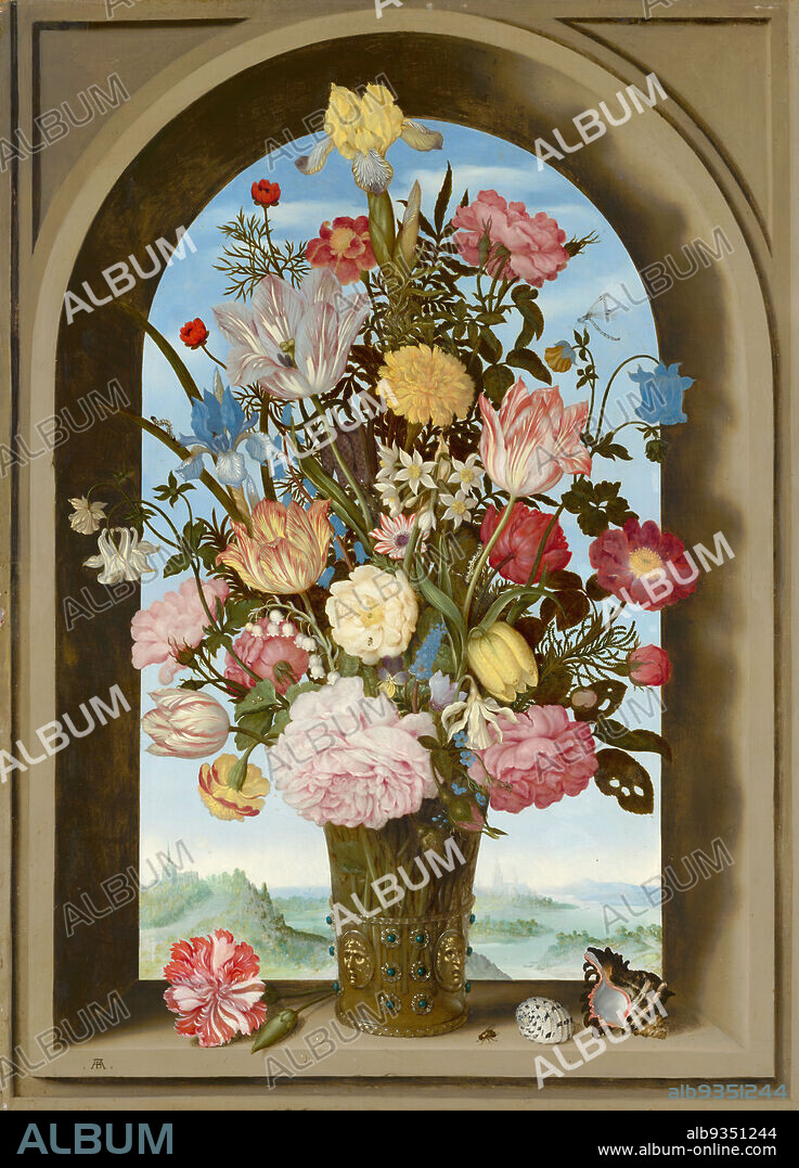 Vase of flowers in a window, Ambrosius Bosschaert de Oude, c. 1618.