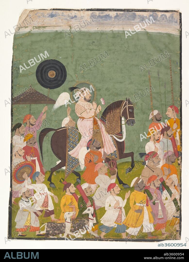 Maharana Jagat Singh II in Procession. Culture: India (Rajasthan, Mewar). Dimensions: Excl. borders:  15 7/16 x 11 1/2 in. (39.2 x 29.2 cm). Date: ca. 1745.