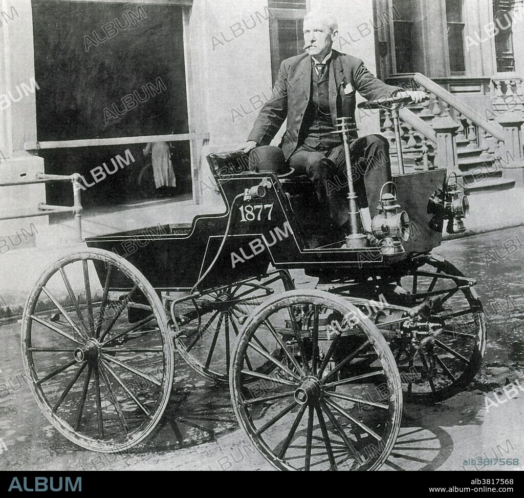 George Baldwin Selden (September 14, 1846 - January 17, 1922) was a patent lawyer and inventor. Inspired by the internal combustion engine invented by George Brayton displayed at the Centennial Exposition in Philadelphia in 1876, he began working on a smaller lighter version, succeeding by 1878, in producing a one-cylinder, 400-pound version which featured an enclosed crankshaft. He filed for a patent on May 8, 1879. He then filed a series of amendments to his application which stretched out the legal process resulting in a delay of 16 years before the patent was granted on November 5, 1895. In 1899 he sold his patent rights to William C. Whitney, who proposed manufacturing electric-powered taxicabs as the Electric Vehicle Company, EVC, for a royalty of US$15 per car with a minimum annual payment of US$5,000. Whitney and Selden then worked together to collect royalties from other budding automobile manufacturers. He suffered a stroke and died 1922 at the age of 75.