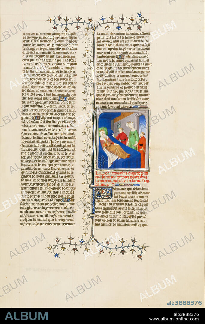 UNKNOWN. Agathocles Orders His Wife and Children to Flee to Egypt. Date/Period: Ca. 1413 - 1415. Folio. Tempera colors, gold leaf, gold paint, and ink on parchment. Height: 420 mm (16.53 in); Width: 296 mm (11.65 in).