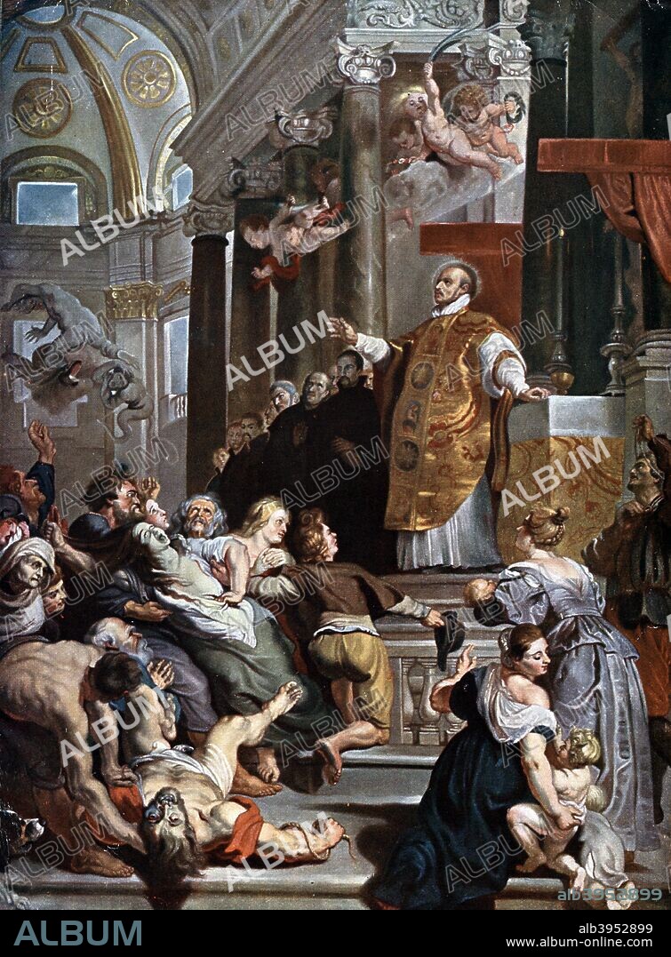 'The Miracles of Saint Ignatius Loyola', c1617-1618. St Ignatius of Loyola (1491-1556), theologian, priest, founder of the Society of Jesus, was canonised after this altarpiece was completed. From the collection of Kunsthistorisches Museum, Gemaeldegalerie, Vienna, Austria.