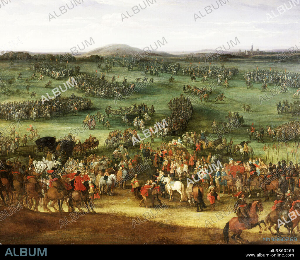 The two-day battle of Nordlingen, one of the main battles of the Thirty Years' War, began on 5 September 1634, Historic, digitally restored reproduction from an original of the time.