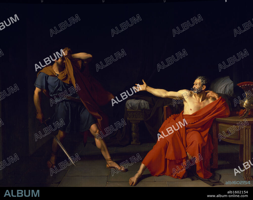 JEAN-GERMAIN DROUAIS. Marius at Minturnae by Jean Germain Drouais,  oil on canvas,  1786,  (1763-1788),  France,  Paris,  Musee du Louvre.