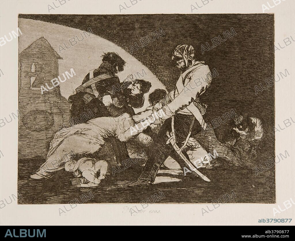 Francisco de Goya y Lucientes / 'Ni por esas'. 1810 - 1814. Aguada, Aguafuerte, Buril, Punta seca sobre papel avitelado, ahuesado, 162 x 213 mm.