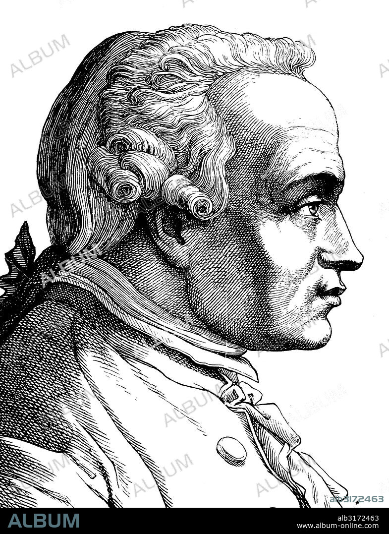 Digital improved image of immanuel kant, 1724 - 1804, philosopher, portrait, historical illustration, 1880.