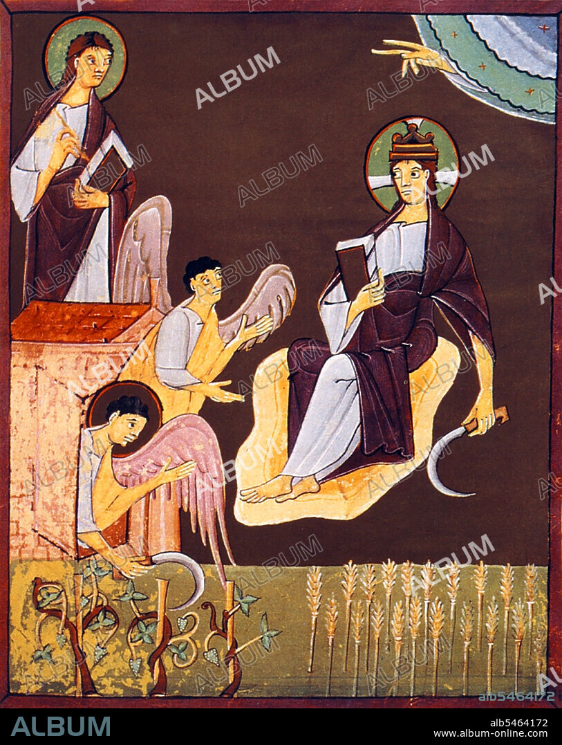 The Bamberg Apocalypse, 1000-1020, is held in the Bamberg State Library, Germany. It was commissioned by Otto III (Holy Roman Emperor 980-1002) and contains 57 gilded miniatures produced in the scriptorium at Reichenau.