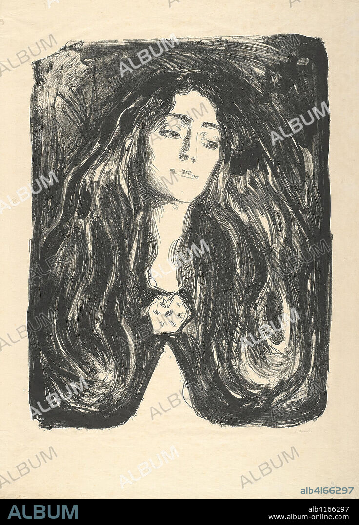 The Brooch. Eva Mudocci. Edvard Munch; Norwegian, 1863-1944. Date: 1902-1903. Dimensions: 608 x 470 mm (image); 782 x 565 mm (sheet). Lithograph on thin Japanese paper. Origin: Norway.
