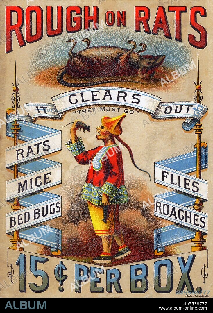 USA / China: Racist advertising poster for ' Rough on Rats
