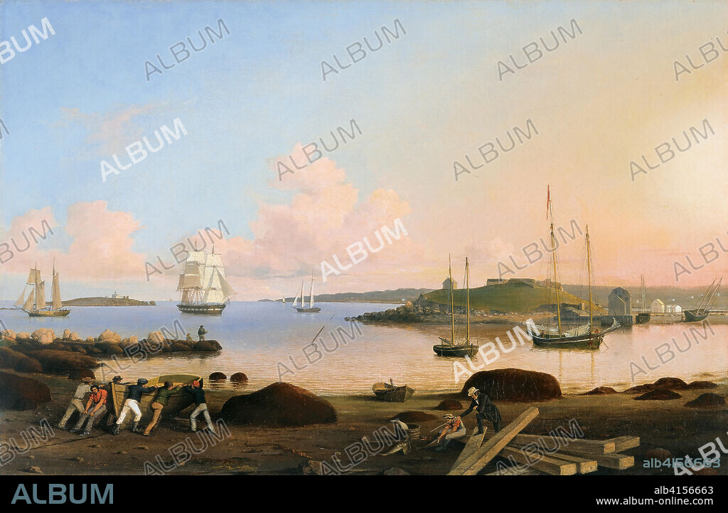 Fitz Henry Lane (Gloucester, 1804-1865). El fuerte y la isla Ten Pound, Gloucester, Massachusetts (1847). Óleo sobre lienzo. 50,8 x 76,2 cm.