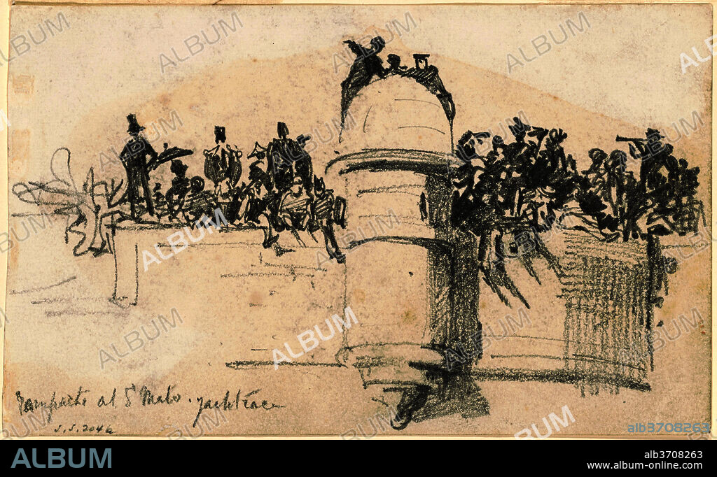 JOHN SINGER SARGENT. Ramparts at St. Malo?Yacht Race. Dated: 1875. Dimensions: sheet: 10.16 × 16.35 cm (4 × 6 7/16 in.). Medium: graphite on wove paper.