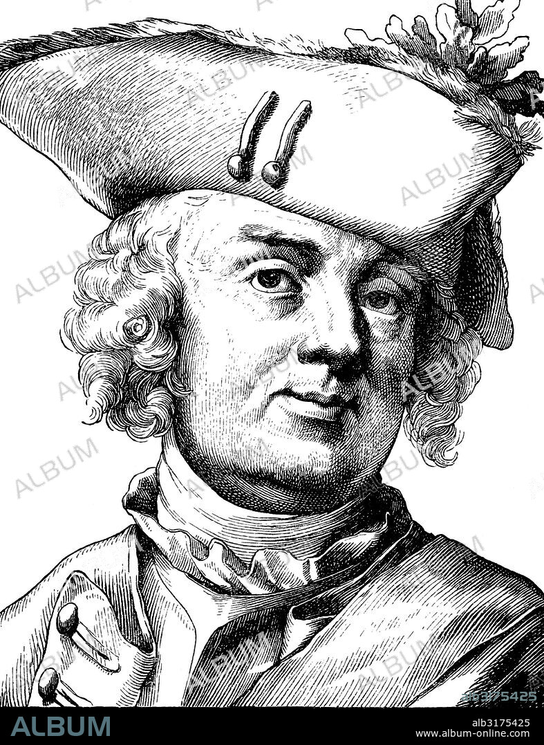 Digital improved image of kurt christoph, graf von schwerin, prussian field marshal, 1684 - 1757, historical illustration, portrait, 1880.