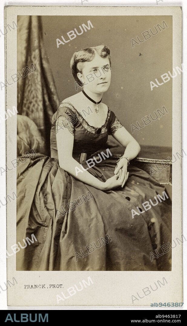 Portrait of Annette Mérante (Gredelu), dancer at the Théâtre des Italiens and at the Opera., Franck (François Gobinet de Villechole, dit), Photographer, Between 1860 and 1890, 2nd half of the 19th century, Photography, Graphic arts, Photography, Albumen paper print, Dimensions - Work: Height: 8.9 cm, Width: 5.4 cm, Dimensions: Height: 10.5 cm, Width: 6.2 cm.