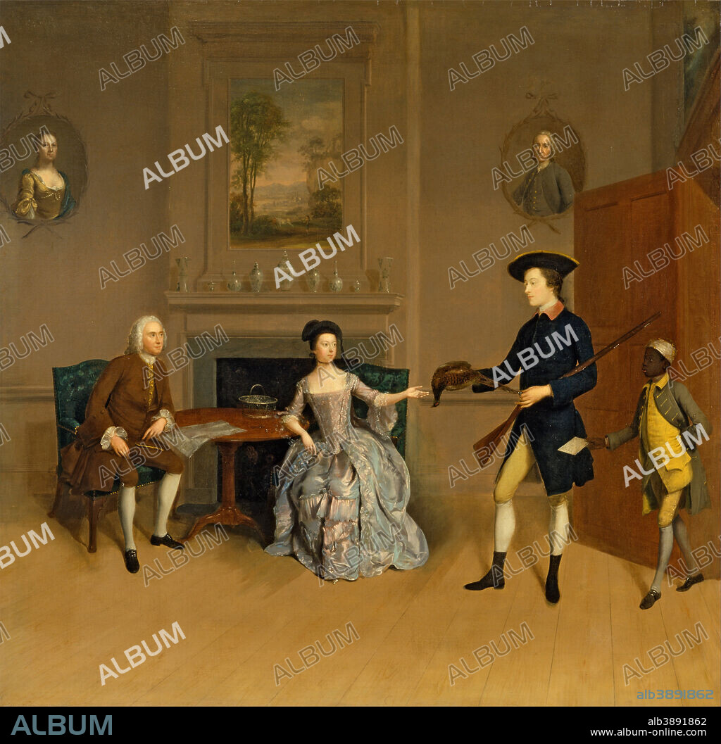 ARTHUR DEVIS. John Orde, His Wife Anne, and His Eldest Son William. Date/Period: Between 1754 and 1756. Painting. Oil on canvas. Height: 940 mm (37 in); Width: 962 mm (37.87 in).