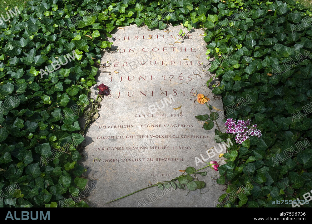 Thueringen, Weimar, Jakobskirche, Jakobsfriedhof, Grab Christiane von Goethe geb. Vulpius.
