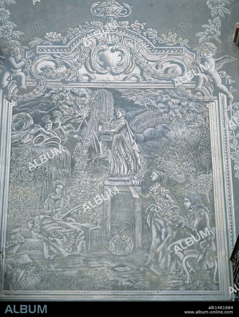 ARTE S. XIX. ESPAÑA. CASA MASFERRER. Detalle de los esgrafiados. VIC. Provincia de Barcelona. Comarca de Osona. Cataluña.