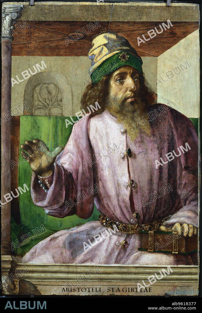 PEDRO BERRUGUETE. Aristotle, Ancient Greek philosopher and scientist, c1470-c1504. One of the most influential philosophers in the history of Western thought, Aristotle (384-322 BC) established the foundations for the modern scientific method of enquiry. He did, however, believe comets to be meteorological phenomena.